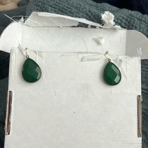 Anthropologie Dark Green and Gold Dangly Earrings